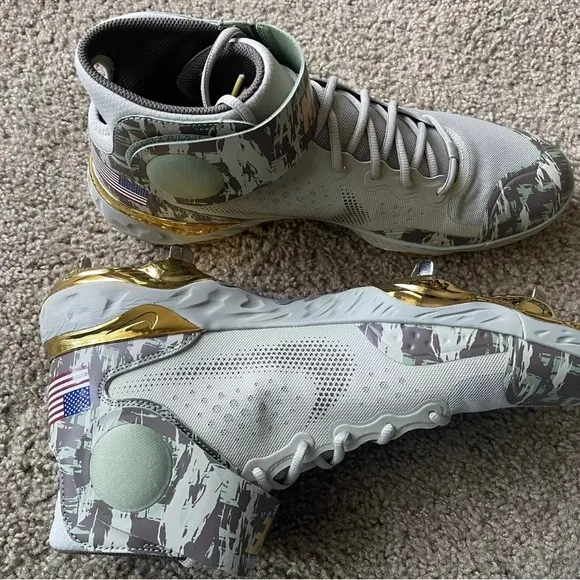 Mens Sz 14 Nike Alpha Huarache Elite 3 Mid Spikes USA  Armed Forces DA1675-090