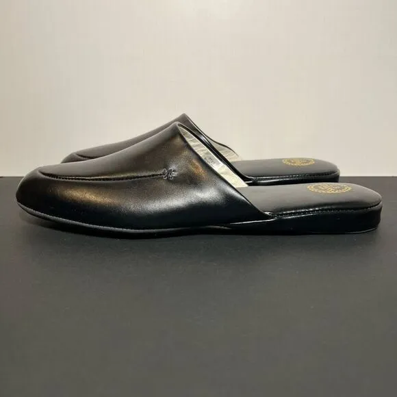 Mens L.B. EVANS Duke Scuff Black Leather Smoking Slippers / Size 12 Extra Wide