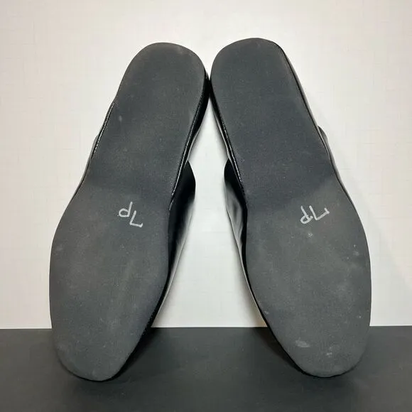 Mens L.B. EVANS Duke Scuff Black Leather Smoking Slippers / Size 12 Extra Wide
