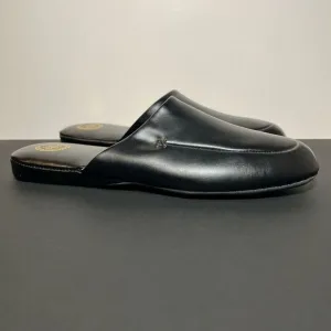 Mens L.B. EVANS Duke Scuff Black Leather Smoking Slippers / Size 12 Extra Wide