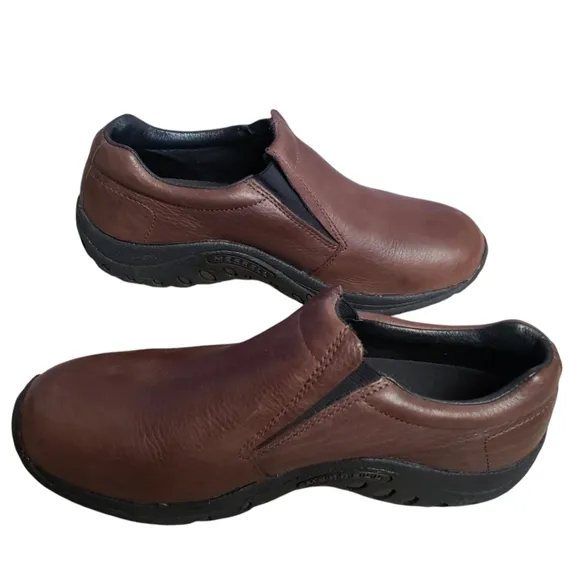 Merrell Loafers Mens 8.5 Mahogany Jungle Moc Leather Slip On Performance Shoes