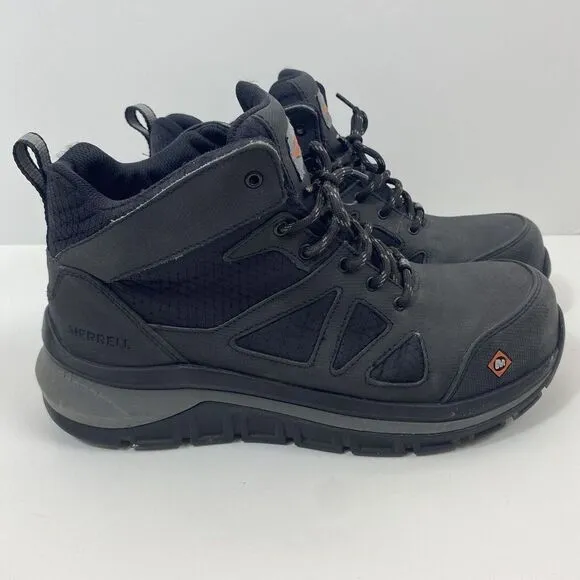 Merrell Men's Size 9 Full bench Speed Mid Carbon‎ Fiber Toe Work Shoes Black