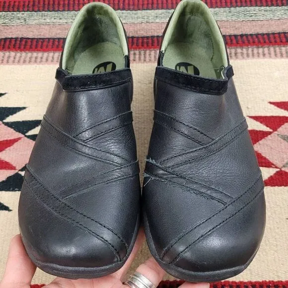 Merrell Primo Patch Black Leather Clogs Sz 11 Slip On Comfort Shoes J63786
