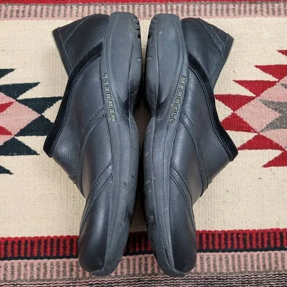 Merrell Primo Patch Black Leather Clogs Sz 11 Slip On Comfort Shoes J63786