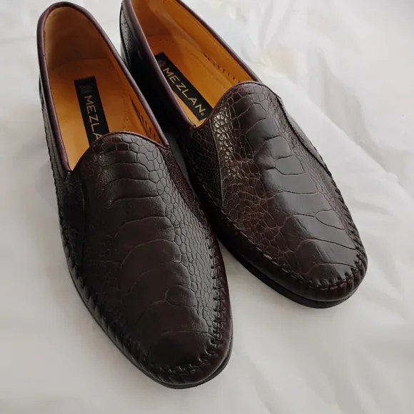 Mezlan Genuine Ostrich Slip On Loafer Shoes Mens Size 8