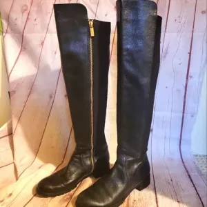Michael Kors &quot;Ridley&quot; Black Leather/Fabric Knee High Boots sz. 6.5M ret. $465
