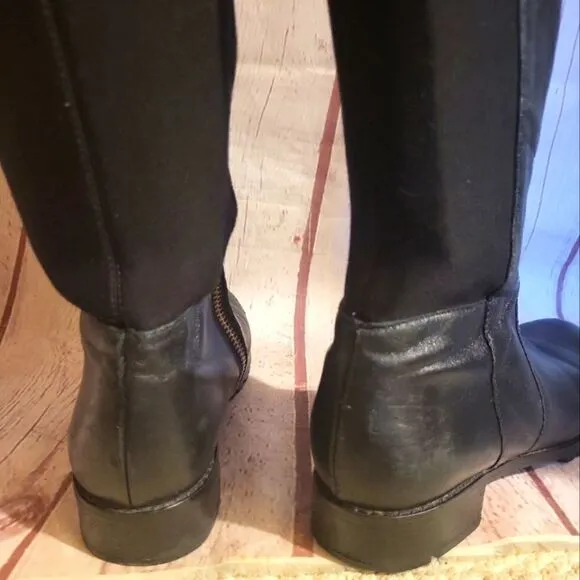 Michael Kors &quot;Ridley&quot; Black Leather/Fabric Knee High Boots sz. 6.5M ret. $465