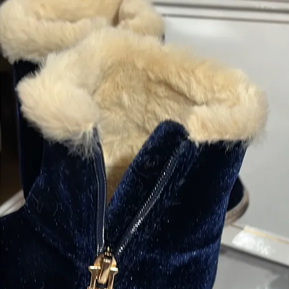Michael Kors Baby Sweet infant booties boots shoes velour navy girls new