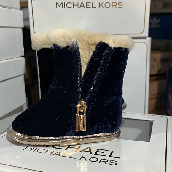 Michael Kors Baby Sweet infant booties boots shoes velour navy girls new
