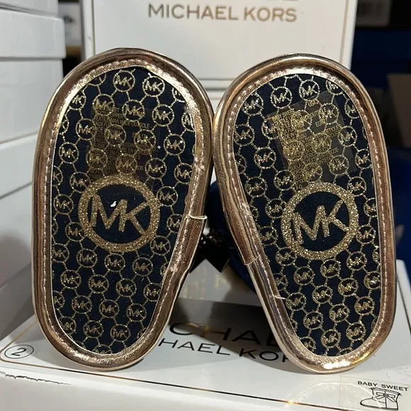 Michael Kors Baby Sweet infant booties boots shoes velour navy girls new