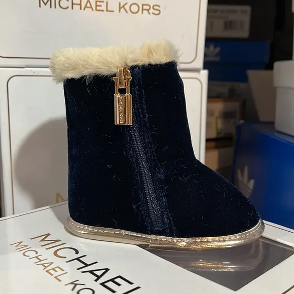 Michael Kors Baby Sweet infant booties boots shoes velour navy girls new