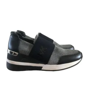 Michael Kors Black &amp; Silver Felix Leather Trainer Sneakers 6