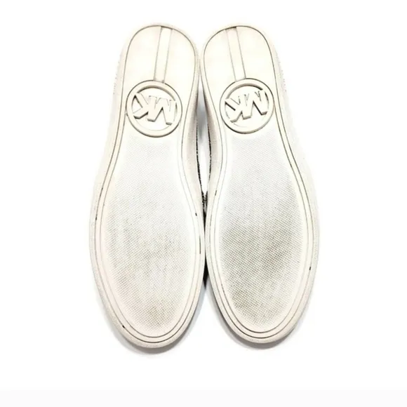 Michael Kors Glitter Slip On Sneakers Silver Metallic Size 6 MK