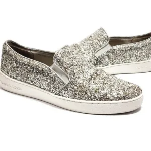 Michael Kors Glitter Slip On Sneakers Silver Metallic Size 6 MK