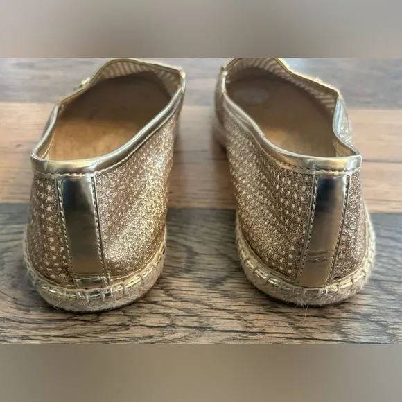 Michael Kors Kendrick Slip On Pixie Fine Perforated Espadrille Flat Gold Size 8