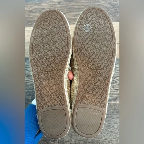 Michael Kors Kendrick Slip On Pixie Fine Perforated Espadrille Flat Gold Size 8