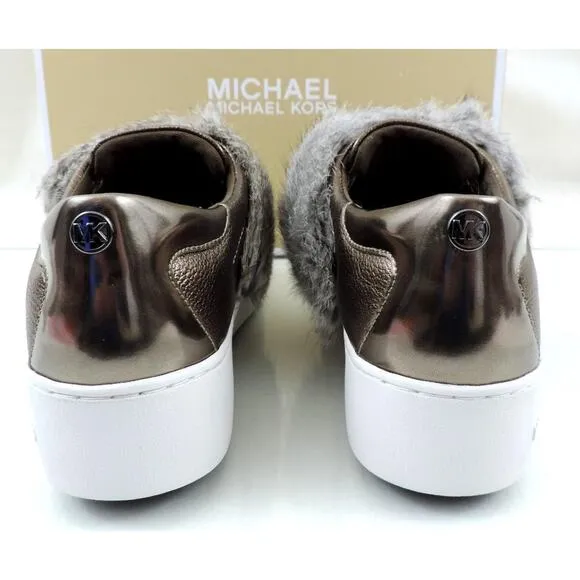 Michael Kors Maven Sneaker Platform Metallic Leather Nickle Size 6