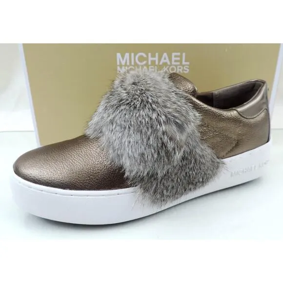 Michael Kors Maven Sneaker Platform Metallic Leather Nickle Size 6