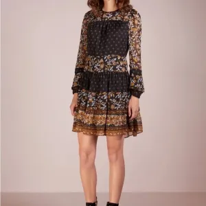 Michael Kors Mixed Botanical Print Georgette Dress Boho Flowy Women’s Medium