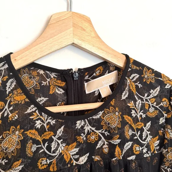 Michael Kors Mixed Botanical Print Georgette Dress Boho Flowy Women’s Medium