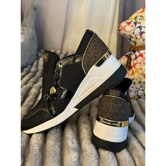 Michael kors mk LIvi trainer wedge sneakers fashion sz 10