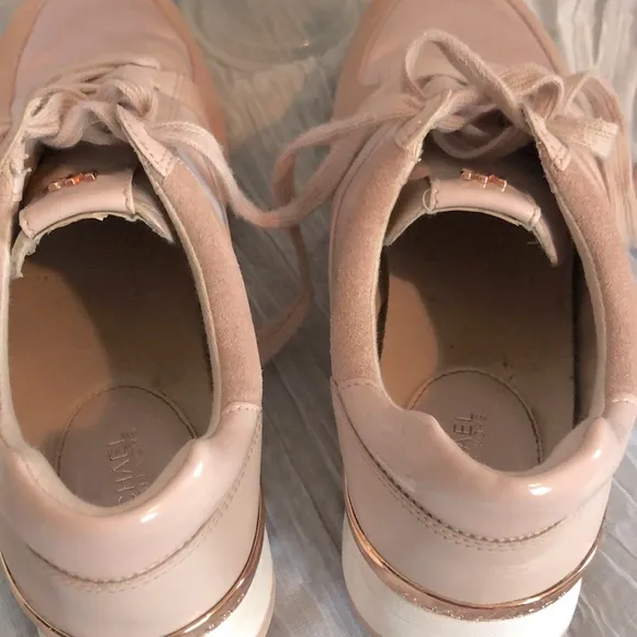 MICHAEL KORS size 8.5 Allie pink leather platform sneakers