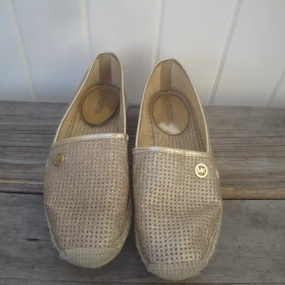Michael Kors Slip Ons in Gold Pixie Kendricks Perforated Leather 7M