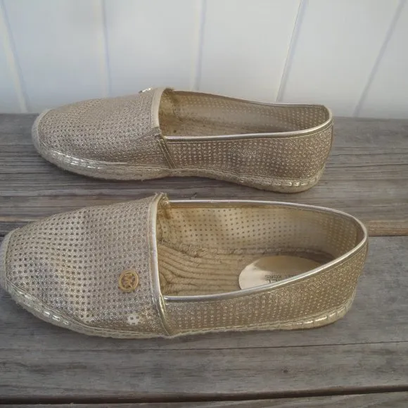 Michael Kors Slip Ons in Gold Pixie Kendricks Perforated Leather 7M