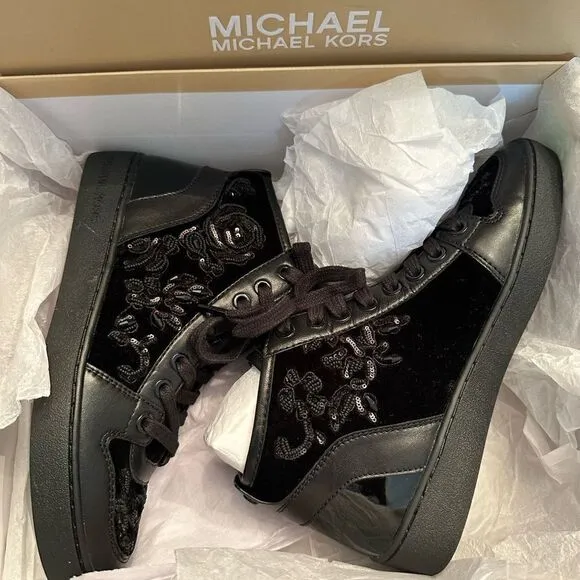 Michael Kors willingly high top floral sneakers size 6, black