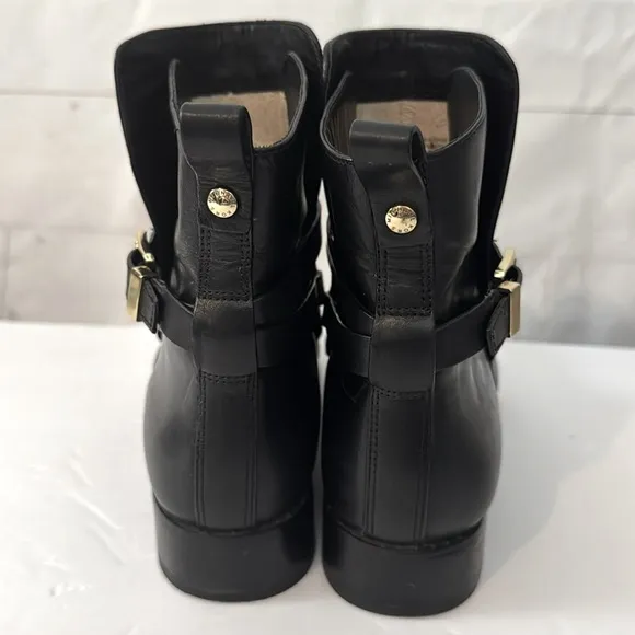MICHAEL Michael Kors Size 8M Arley Black Strappy Leather Ankle Boots