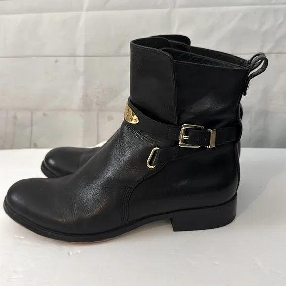 MICHAEL Michael Kors Size 8M Arley Black Strappy Leather Ankle Boots