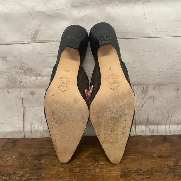 Michael Simon Floral Mesh Embroidered Mules