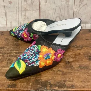 Michael Simon Floral Mesh Embroidered Mules