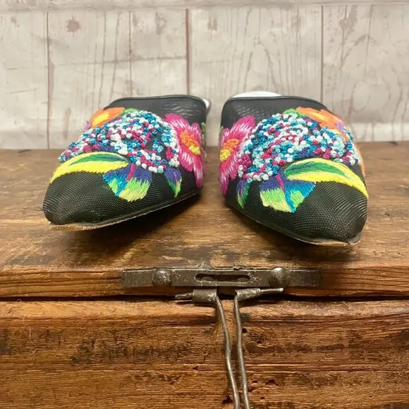 Michael Simon Floral Mesh Embroidered Mules