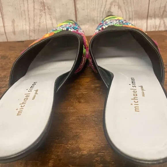 Michael Simon Floral Mesh Embroidered Mules