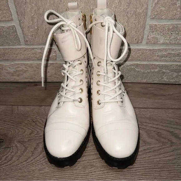Michael Kors Cream Tatum Studded Combat Boots Size 6.5