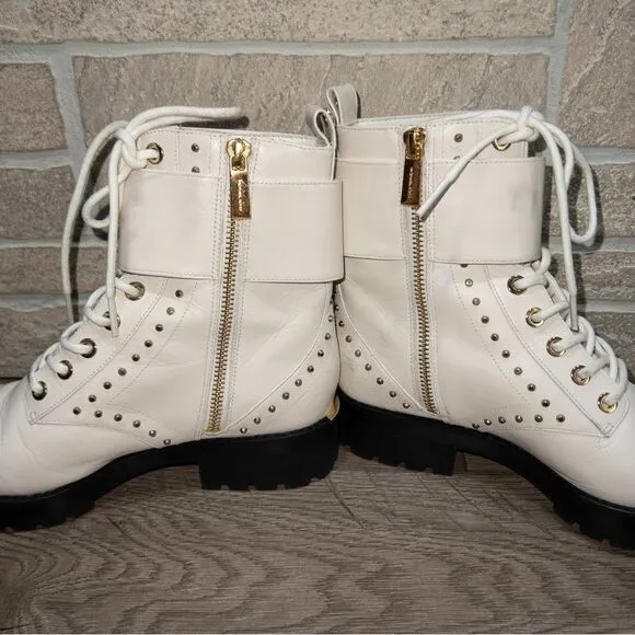 Michael Kors Cream Tatum Studded Combat Boots Size 6.5