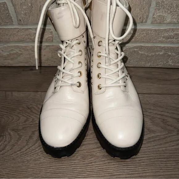 Michael Kors Cream Tatum Studded Combat Boots Size 6.5