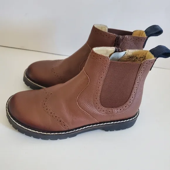 Mini Boden Chelsea Brown Leather Boots Kids Size 13