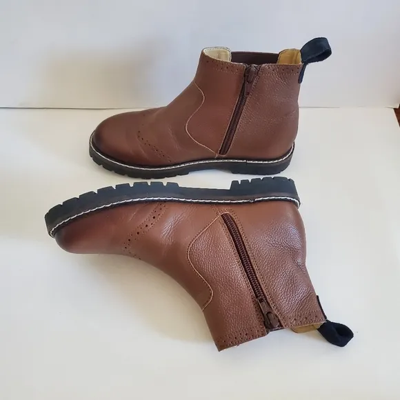 Mini Boden Chelsea Brown Leather Boots Kids Size 13