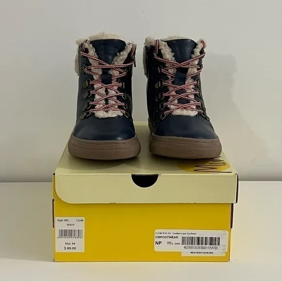 Mini Boden Lace Up Leather Boots Size 34