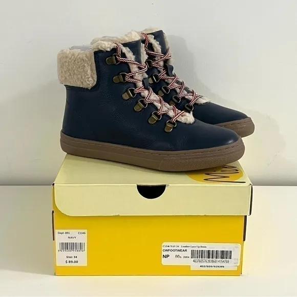Mini Boden Lace Up Leather Boots Size 34