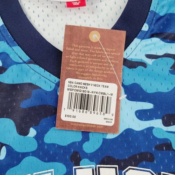 Mitchell &amp; Ness NBA Camo Mesh V Neck Knicks