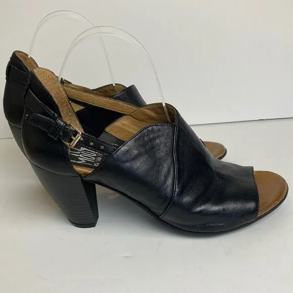 Miz Mooz New York City Margo Genuine Leather Peep Toe Heels Black EU41 US9.5-10