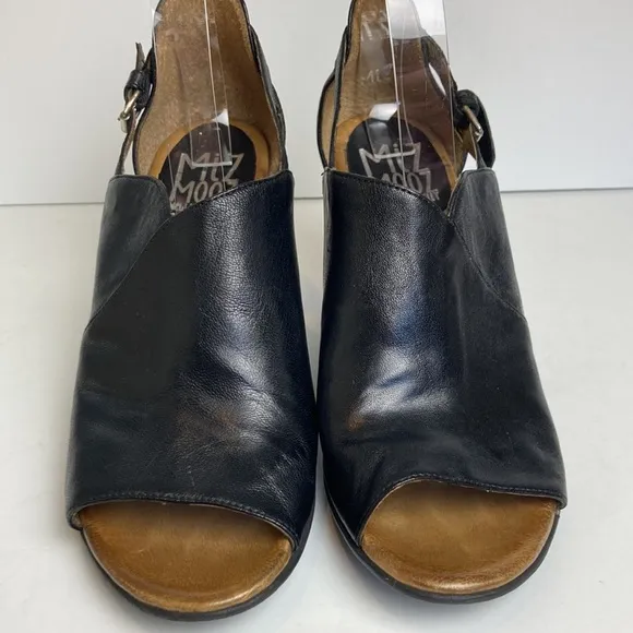 Miz Mooz New York City Margo Genuine Leather Peep Toe Heels Black EU41 US9.5-10
