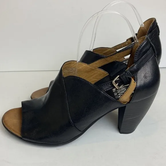 Miz Mooz New York City Margo Genuine Leather Peep Toe Heels Black EU41 US9.5-10