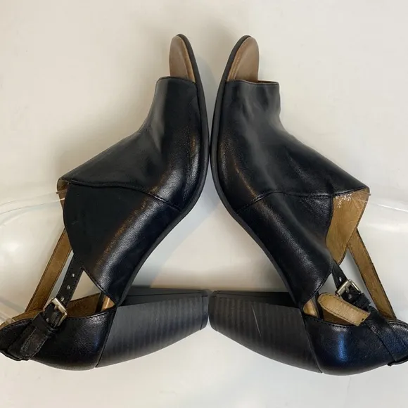 Miz Mooz New York City Margo Genuine Leather Peep Toe Heels Black EU41 US9.5-10