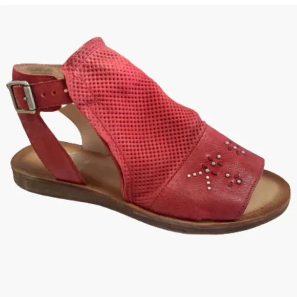 Miz Mooz womans Fifi shoes 37 us 6.5-7 red Leather Ankle-Strap Sandals suede