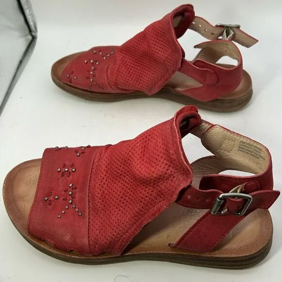 Miz Mooz womans Fifi shoes 37 us 6.5-7 red Leather Ankle-Strap Sandals suede