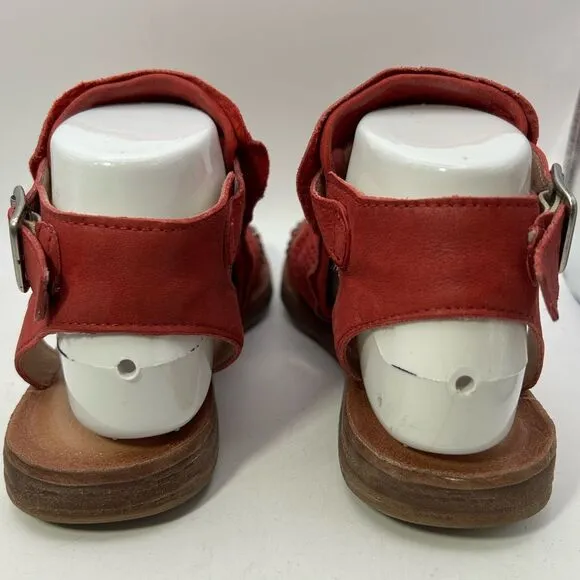 Miz Mooz womans Fifi shoes 37 us 6.5-7 red Leather Ankle-Strap Sandals suede